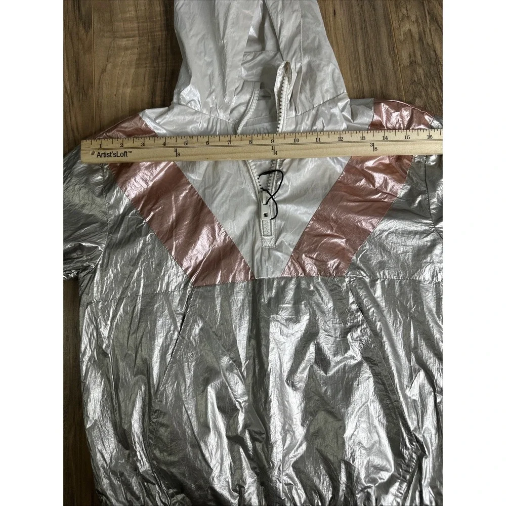 Zara Girls Metallic Hooded Quarter Zip Windbreaker Raincoat Anorak Jacket‎ SZ 9